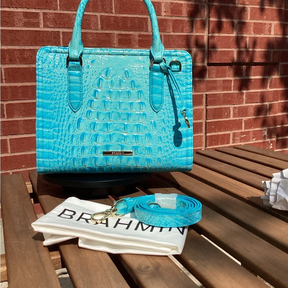 Brahmin Cami Tropic Blue Melbourne Satchel NWT - Picture 7 of 10